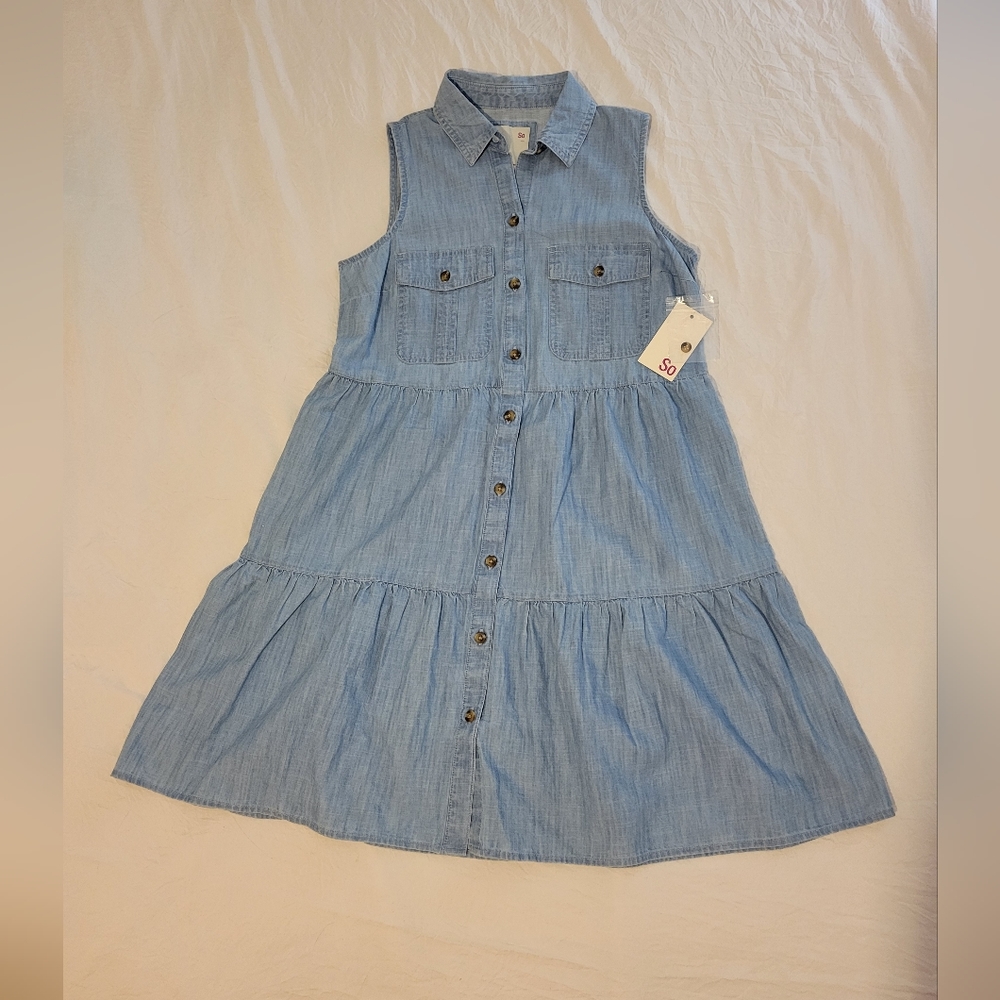SO Sleeveless Chambray Dress XS